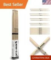 Professional 5A Classic Attack Drumsticks: Oval Wood Tip, 4 Pairs Value Pack