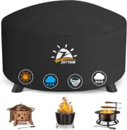 Fire Pit Cover Round 44 Inch - Outdoor Firepit 44 Inch, Black -