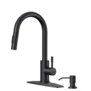 ANZA ANZA43B-SD 1-Handle Pull Down Sprayer Kitchen Faucet+Soap Dispenser Black