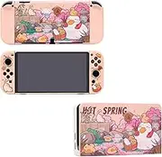 Kiloluv Spa Ducks Switch OLED Protective Case & Dock Cover Set, Protective Skin Case Cover Faceplate Sleeve Compatible with Nintendo Switch OLED Console, Joy-Cons and Charging Dock