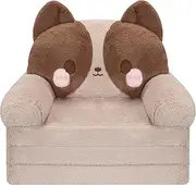 MONKISS 2-in-1 Toddler Couch Chairs Comfy, Kids Chair Couch, Mini Couch, Flip Out Sherpa Kids Sofa, Baby Couch, Chair for Toddlers 1-3, Kids Lounge Chair Reading Chair, Kids Couch Bed Fold Out, Dog