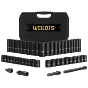 3/8" Drive Impact Socket Set, 48 Piece Standard SAE and Metric Sizes (5/16 in...
