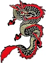 Gold Dragon Embroidered Applique Iron On Patch, Large Sew on Patches for Clothes Jackets DIY Costume (Red Gold)