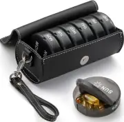 Weekly Pill Organizer 2 Times a Day,AM PM Large Daily Pill Box with PU Leather C