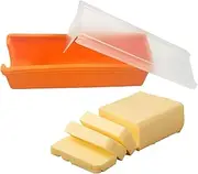 Butter Slicer Cutter and Keeper - Easy Cutting Stick Butter Slicer, Microwave Safe Butter Holder, Butter Cutting Box, Silicone Butter Dish with Lid for Countertop with Built-in Slicing blad