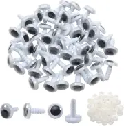50Pcs Black Wiggle Googly Eyes Plastic Safety Eyes 10Mm round Craft Eyes with Wa