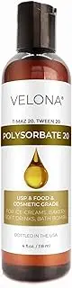 100% POLYSORBATE 20 by Velona | Solubilizer, Food & Cosmetic Grade | All Natural for Cooking, Skin Care and Bath Bombs| Size: 4 oz