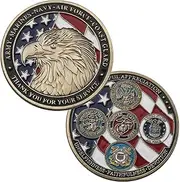Liberty Eagle US Army United States Marine Corps Coast Guard Military Navy Air Force Challenge Coin