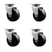 4 Inch Phenolic Wheel Swivel Caster Set with Roller Bearings SCC