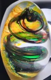 Large Hand Blown Glass Egg Shape Paperweight Collectible 2# 4.5" x3". Our T5255