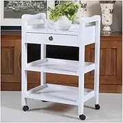 Kitchen Cart Flexible Smooth Rolling Cart 3 Tier Utility Cart with Storage Box Beauty Salon Trolley Solid Wood Storage Serving Cart Drink Cart