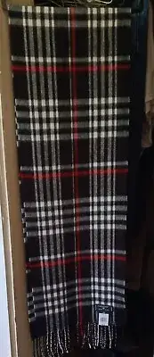 SADDLEBRED CASHME Black With Stripes Scarf ( Made in Italy)