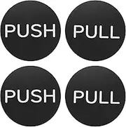 uxcell 2Set Push Pull Door Stickers, 3in Push and Pull Signs Plate Acrylic Vertical Self-Adhesive for Doors Glass Window Business Stores, Round, Black