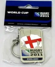 33652 RUGBY WORLD CUP 2011 ENGLAND SILVER JERSEY FLAG KEYRING KEY RING