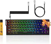 ATTACK SHARK X68 HE 60% Wired Gaming Keyboard Rapid Trigger,Actuation Point Adjustable, Magnetic Switch 8K Hz Polling Rate,PBT Keycaps for Win/Mac,Wired RGB Mechanical Keyboard With Coiled Cable-Black