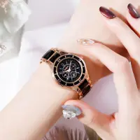 在飛比找露天拍賣優惠-情侶手錶 韓版男女式對錶 石英表 陶瓷表 三眼表(裝飾)IS