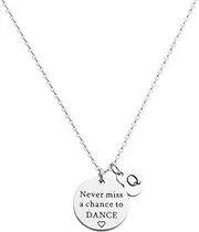 [Ankiyabe] Dancer Gift Never Miss a Chance to Dance Inspirational Dancer Initial Necklace for Teen Girls Women