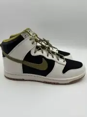 Nike Dunk High By You Custom Men's 10.5 Shoes White/ Black/Gold Moss DV2273-900