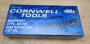 New Cornwell CBP1LM- 1/4" Drive Metric 13 Pc Deep 6 Pt Chrome Socket Set w/ Case