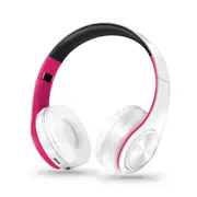 Tourya Wireless Headphones Bluetooth Headset Foldable Headphone Earphones With Mic For PC phone- White Pink China