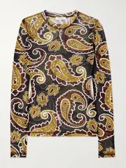 [JW Anderson] JW Anderson - Paisley-print Stretch Recycled-mesh Top - Brown - medium medium Brown