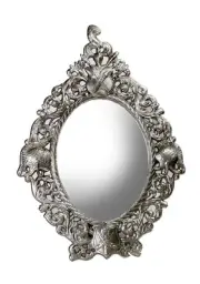 Zeckos 16 Inch Pewter Finish Shield Design Table Top Mirror