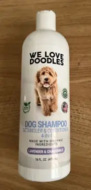 Dog Shampoo Detangler & Conditioner 4 in 1 Lavender Chamomile 16 oz NEW