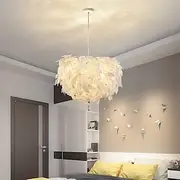 Modern Hanging Light Small and Exquisite 4 Lights Pendant Light Height Adjustable Iron Fabric Swag Lamp Chandelier Minimalist Drop Lights Suitable for Bedroom