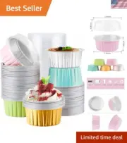 Oven-Safe 5oz Foil Ramekins - 100pcs Disposable Dessert Containers for Parties