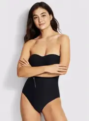 NWT $148 US 14 DD Seafolly Medusa Maillot Black One Piece