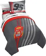 Disney Pixar Cars Race Ready 5 Piece Twin Bed Set - Includes Comforter & Sheet Set - Bedding Features Lightning McQueen - Super Soft Fade Resistant Microfiber (Official Disney Pixar Product)