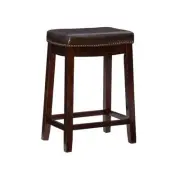 Black Padded Saddle Seat Barstool Hardwood - Linon