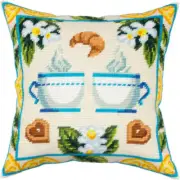 Tapestry Pillow Cover DIY kit "Tea with lemon" Needlepoint kit Printed canvas