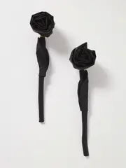 [Simone Rocha] Simone Rocha - Rose Gold-tone Satin Earrings - Black - One size One size Black