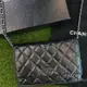 【8.5成新】CHANEL A33814 WOC 經典LOGO菱格紋小羊皮三用銀鍊包.黑現金價$48,000