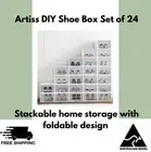 Artiss Shoe Rack Storage Cabinet Shoe Box 24 Stackable Plastic Cube White