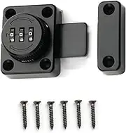 CWOQOCW Resettable Combination Sliding Bolt Lock, Ideal for Gates, Doors, Sheds, Caravans, Garages, Indoor/Outdoor Use, Includes Anti Tamper Screws(Black)