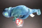 TY BEANIE BABIES RAINBOW CHAMELEON TIE-DYED NMW/TAGS #BB809 TAG PROT *ERRORS*