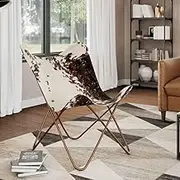 Brown Cowhide Leather Butterfly Chair - Handmade Furniture, Reading, Living Room, Comfy, Space, Recliner Chairs