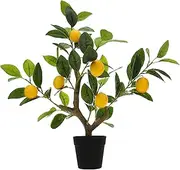 Gresorth 20" Artificial Yellow Lemon Tree Fake House Green Plant Fruits Decoration with Plastic Pot Realistic Leaves for Home Table Office Garden Indoor