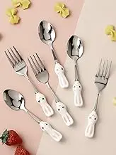 2pcs Cartoon Graphic Fork & Spoon Set (Size : One-Size)