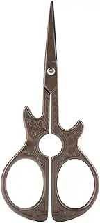 Respicefinem Vintage Stainless Steel Sewing Scissors Classical Cutting Tool Ideal For DIY Crafts And Various Materials With Different Patterns And Sizes (Guitar scissors tea color)