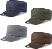 [Glamorstar] Unisex Cadet Army Hats 4 Pieces Military Flat Top Newsboy Cap