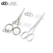 Lot (2) Safety Scissors Mustache Nose Ear Hair Manicure 3.5" Straight/Curved