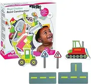 Edushape Magic Creations, Road Construction - Baby Bath Foam Toys Foam Stickers - Stick-On Removable Baby Foam Bath Toys for Toddlers 1-3 - Imaginative Learning Bath Toys Foam Activity Play Set