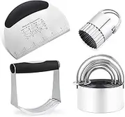 Stainless Steel Dough Cutter Pastry Blender 6 Biscuit Cutter Set,Professional Baking Dough Tools