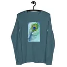 Peacock feather watercolor print long sleeve t-shirt by Amethyst Rose Creations
