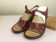 Size 8 Sofft Red Leather Strappy Open Toe Heel Sandals Gala Summer
