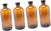 ULTECHNOVO 4Pcs Brown Glass Bottle Multifunctional Sealing Honey Pot for Jam Storage Containers with Lid for Home Organization and Travel