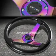 NRG 350MM 3"DEEP DISH 6-HOLE CLASSIC BLACK WOOD STEERING WHEEL NEO CHROME CENTER